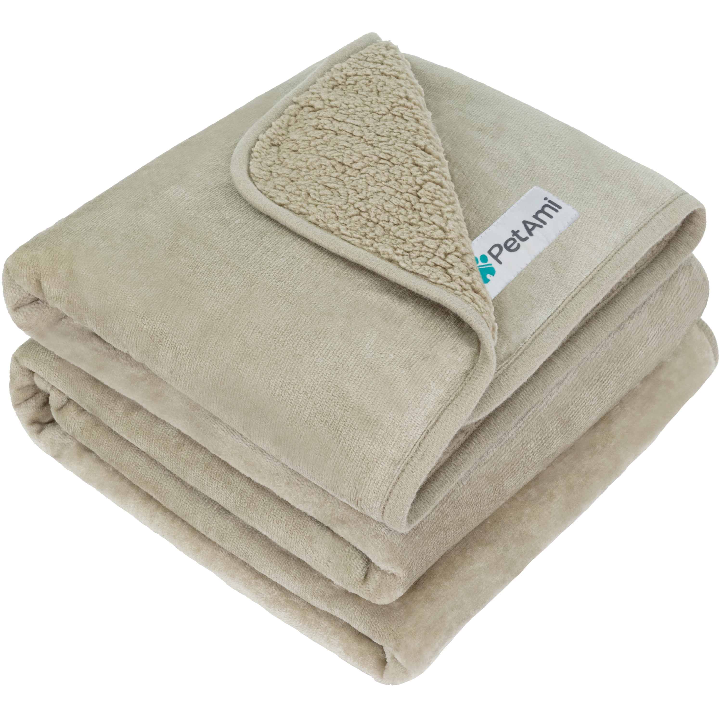 Taupe Queen Size Reversible Sherpa Fleece Pet Blanket