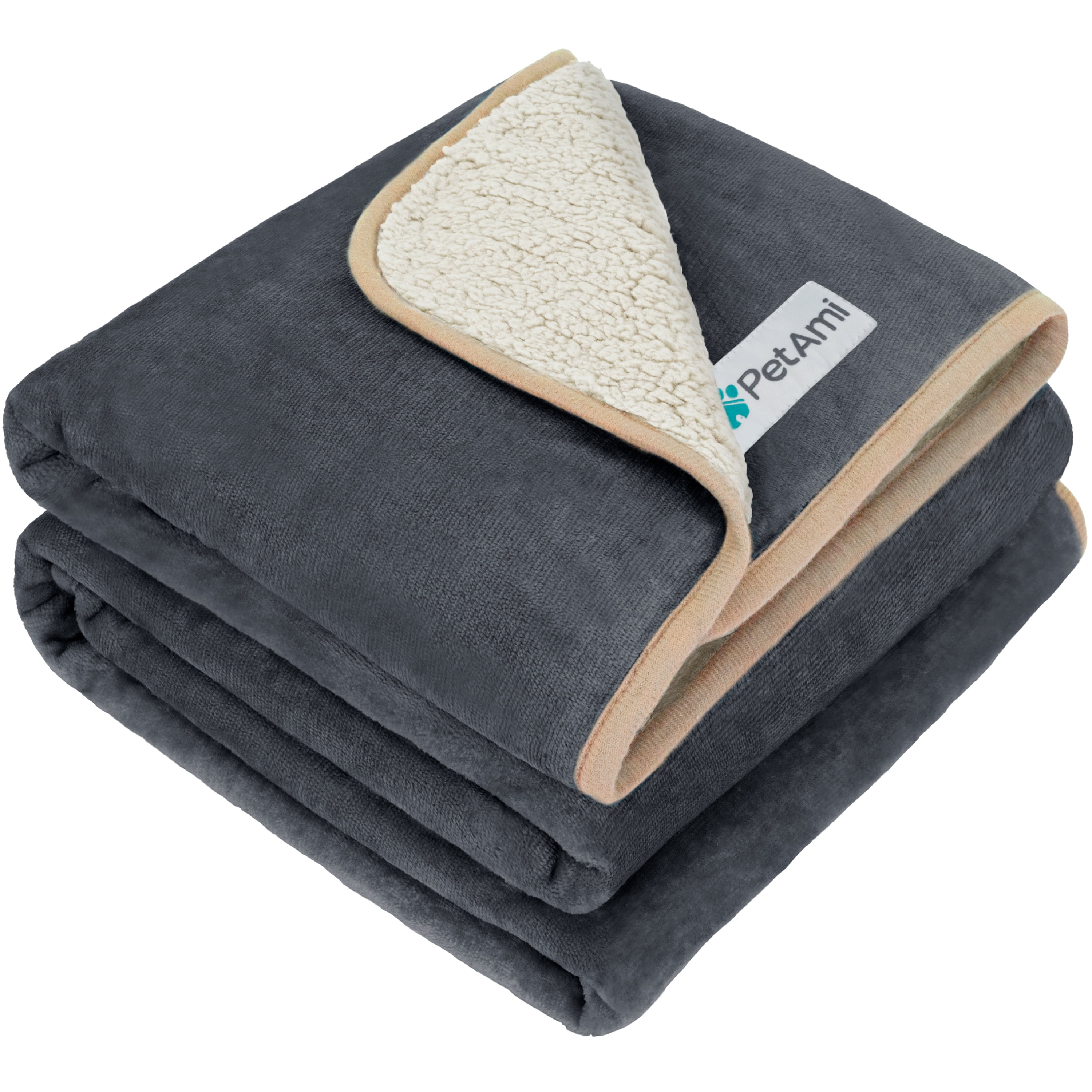 Queen Size Charcoal and Beige Reversible Waterproof Dog Blanket
