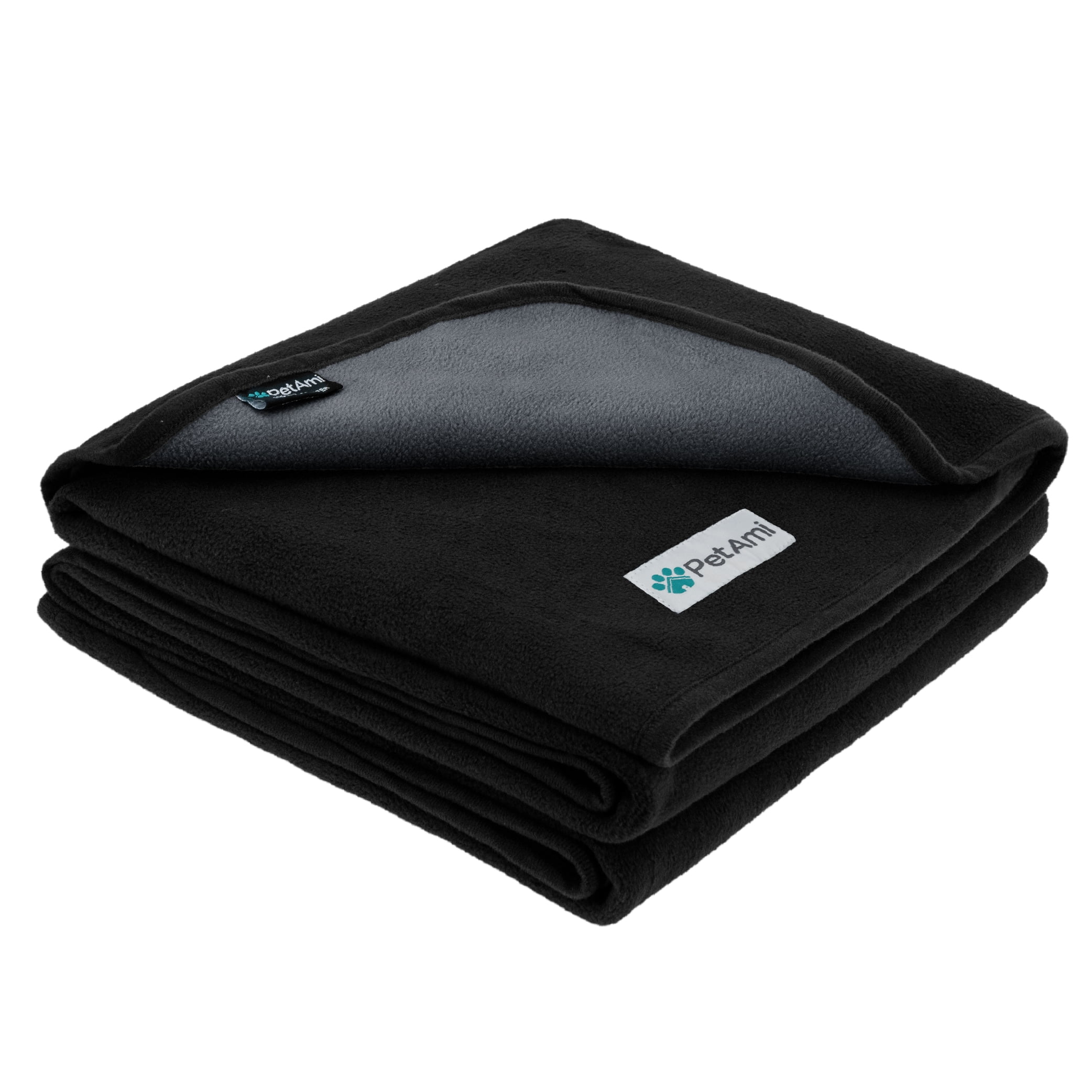 PetAmi Waterproof Dog Blanket, Pet Cat Puppy Couch Cover Protection, Fleece Washable Reversible Soft Plush Throw (Black/Gray, Medium (29x40))