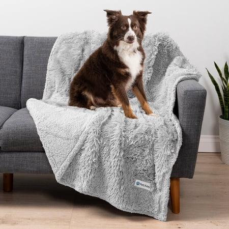 PetAmi Waterproof Dog Blanket for Medium Large Dogs, Calming Fleece Cat Blanket, Couch Protector Washable Sherpa Faux Fur Pet Throw for Puppy, Soft Reversible Leakproof 40x60 Light Gray