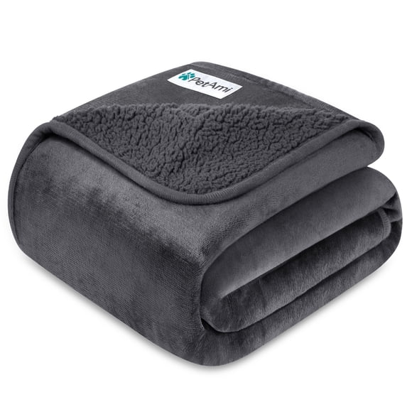 PetAmi Waterproof Dog Blanket For Medium Large Dogs, Pee Proof Pet Blanket for Couch Bed, Reversible Water Proof Blanket for Puppy Indoor Cat, Soft Dog Fleece Blankets Washable, 40x60 Gray