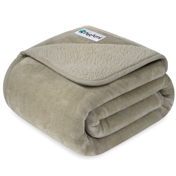 PetAmi Waterproof Dog Blanket For Medium Large Dogs, Pee Proof Pet Blanket for Couch Bed, Reversible Water Proof Blanket for Puppy Indoor Cat, Soft Dog Fleece Blankets Washable, 40x60 Taupe