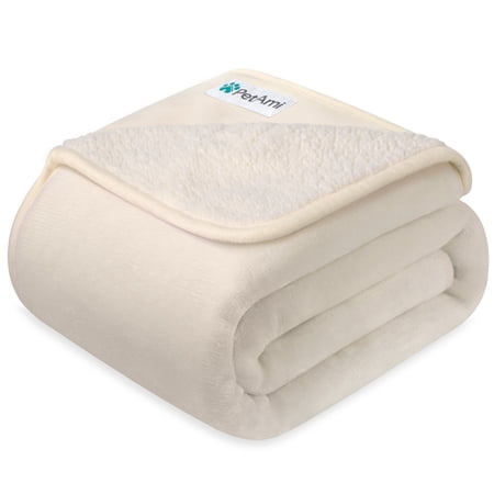 PetAmi Waterproof Dog Blanket For Medium Large Dogs, Pee Proof Pet Blanket for Bed Couch, Reversible Water Proof Blanket for Puppy Indoor Cat, Soft Dog Pee Crate Cover Washable, 60x80 Beige
