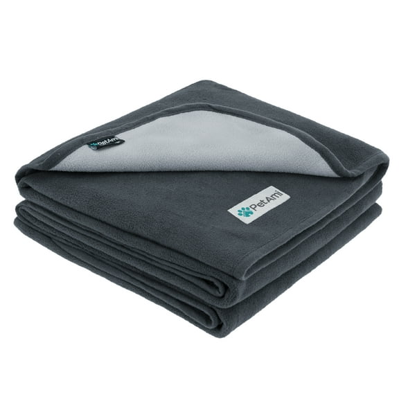 PetAmi Waterproof Dog Blanket For Small Medium Dog, Pet Puppy Blanket Couch Cover Protection, Fleece Cat Washable Throw, Couch Sofa Furniture Protector, Reversible Soft Plush, 29x40 Gray/Light Gray