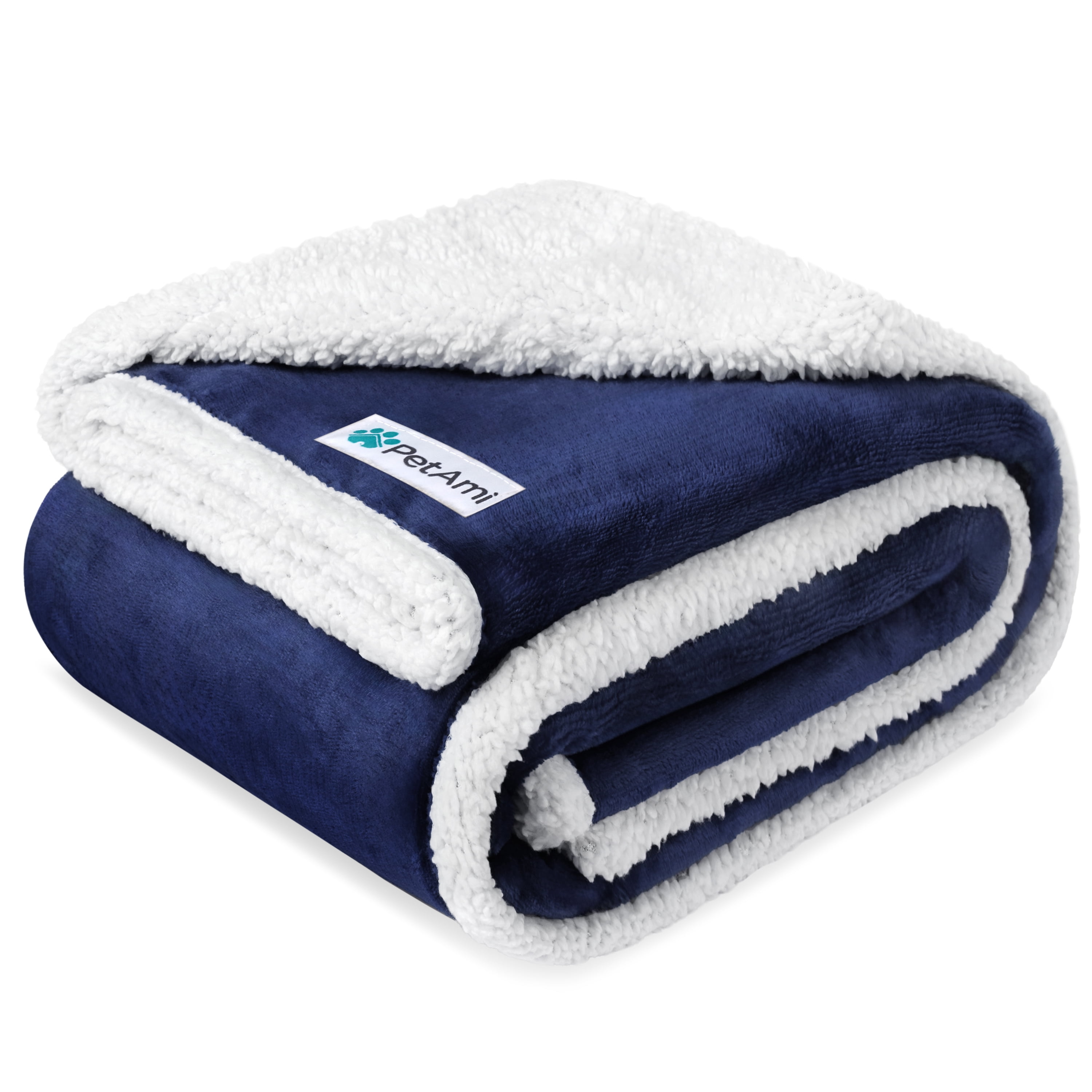 PetAmi Waterproof Dog Blanket for Small Medium Dog Puppy Cat Throw for Couch Cover Leakproof Protection, Sherpa Fleece, Reversible Soft Washable 29x40 Navy Blue