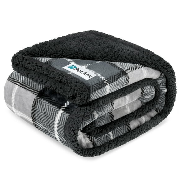 PetAmi Waterproof Dog Blanket for Medium Large Dog Puppy Cat Throw for Couch Cover Leakproof Protection, Sherpa Fleece, Reversible Soft Washable 60x40 Wine Red