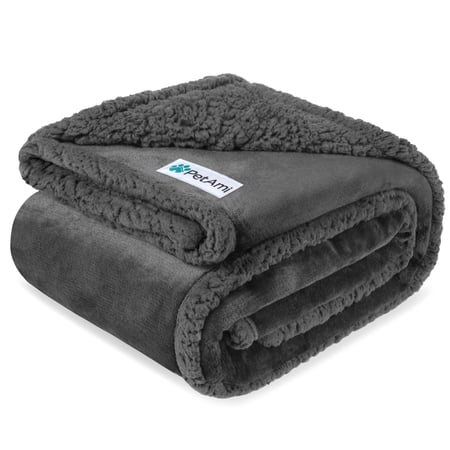 PetAmi Waterproof Dog Blanket for Small Medium Dog Puppy Cat Throw for Couch Cover Leakproof Protection, Sherpa Fleece, Reversible Soft Washable 29x40 Gray Gray