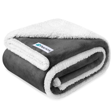 PetAmi Waterproof Dog Blanket for Small Medium Dog Puppy Cat Throw for Couch Cover Leakproof Protection, Sherpa Fleece, Reversible Soft Washable 29x40 Charcoal Gray