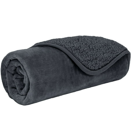 PetAmi Waterproof Dog Blanket For Small Medium Dogs, Pee Proof Pet Blanket Sherpa Fleece Couch Cover, Reversible Cat Throw Bed Sofa Protector, Soft Plush Washable Pad (Medium 29x40, Dark Gray)