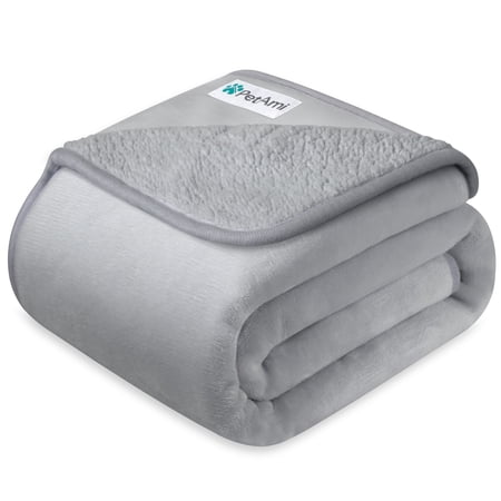 PetAmi Waterproof Dog Blanket For Small Medium Dogs, Pee Proof Pet Blanket for Couch Bed, Reversible Water Proof Blanket for Puppy Indoor Cat, Soft Dog Fleece Blankets Washable, 24x32 Light Gray