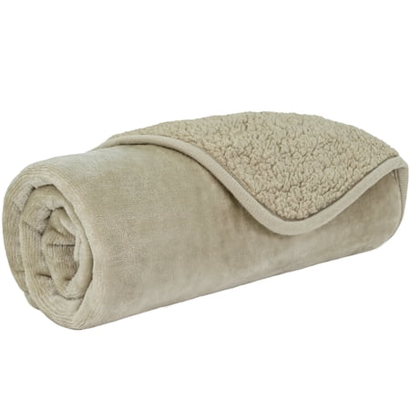 PetAmi Waterproof Dog Blanket For Small Medium Dogs, Pee Proof Pet Blanket Sherpa Fleece Couch Cover, Reversible Cat Throw Bed Sofa Protector, Soft Plush Washable Pad (Medium 29x40, Taupe)
