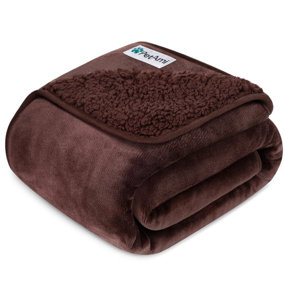 PetAmi Waterproof Dog Blanket For Small Medium Dogs, Pee Proof Pet Blanket for Couch Bed, Reversible Water Proof Blanket for Puppy Indoor Cat, Soft Dog Fleece Blankets Washable, 24x32 Brown