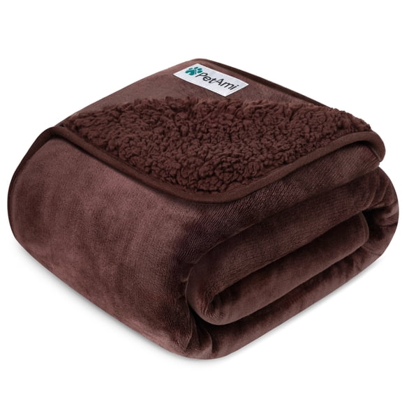 PetAmi Waterproof Dog Blanket For Small Medium Dogs, Pee Proof Pet Blanket for Couch Bed, Reversible Water Proof Blanket for Puppy Indoor Cat, Soft Dog Fleece Blankets Washable, 24x32 Brown