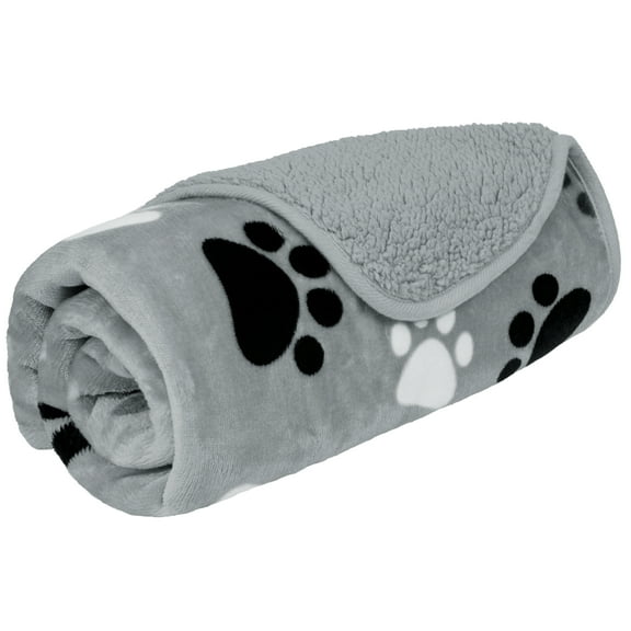 PetAmi Waterproof Dog Blanket For Small Medium Dogs, Pee Proof Pet Blanket Sherpa Fleece Couch Cover, Reversible Cat Throw Bed Sofa Protector, Soft Plush Washable Pad (Small 24x32, Paw Print Gray)