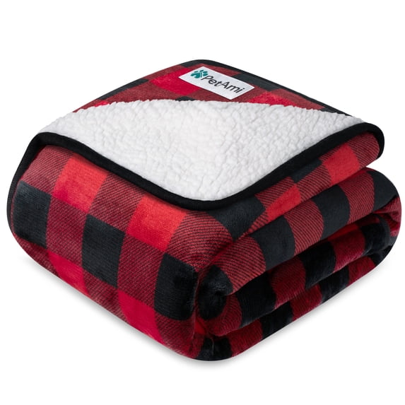 PetAmi Waterproof Dog Blanket For Small Medium Dogs, Pee Proof Pet Blanket for Couch Bed, Reversible Water Proof Blanket for Puppy Indoor Cat, Soft Dog Fleece Blankets Washable, 24x32 Checkered Red
