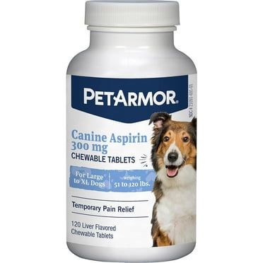 PetArmor Aspirin for Large Dogs, Fast Pain Relief & Inflammation, Liver Flavor, 120 Count