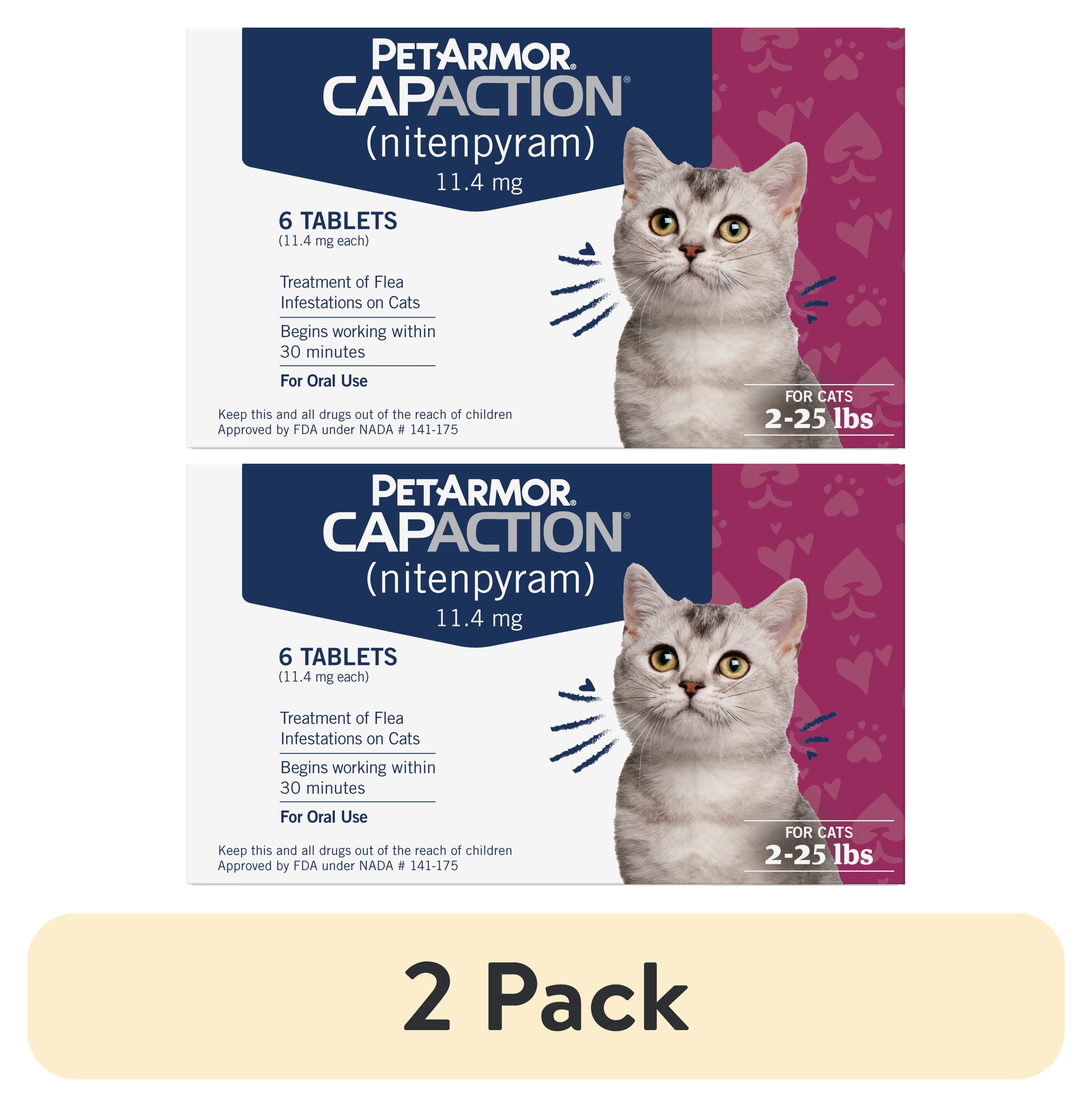 2 pack PetArmor CapAction Fast Acting Oral Flea Treatment for Cats 2 25 lbs 6 Doses 11.4 mg Walmart