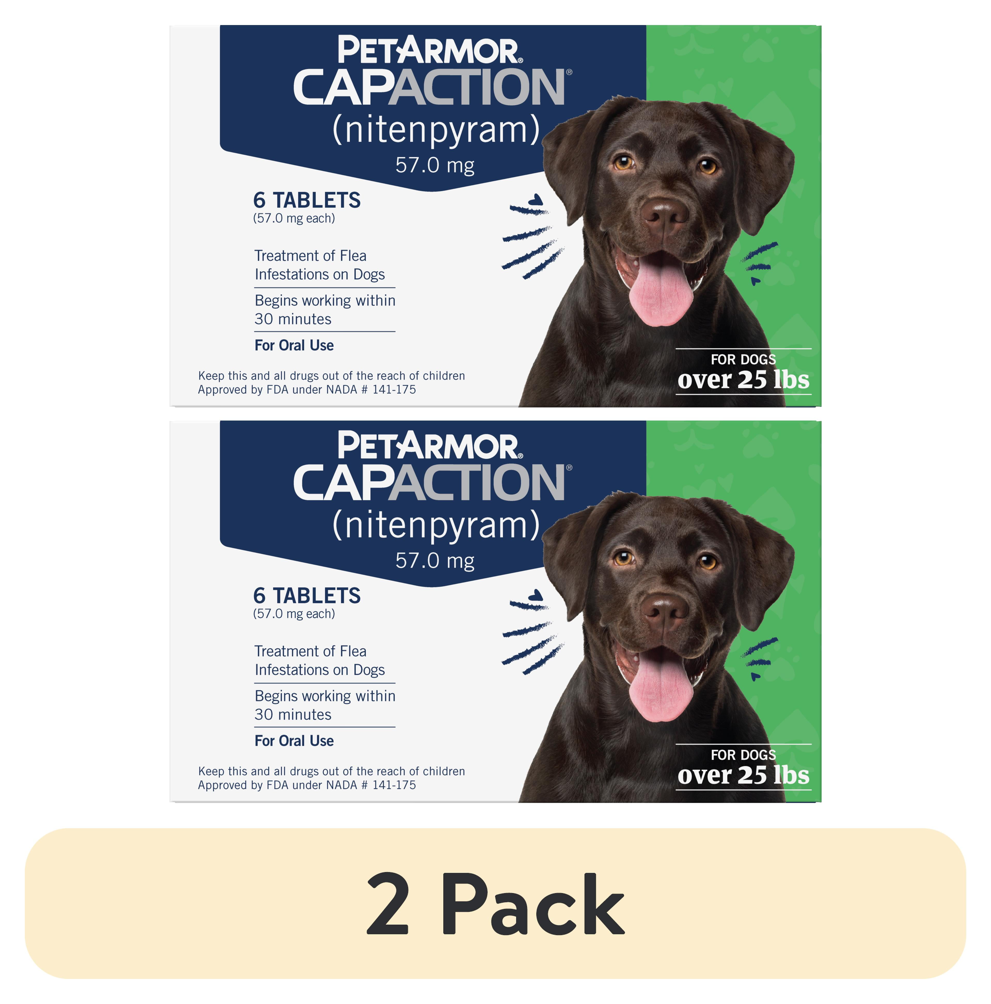 2 pack PetArmor CapAction Fast Acting Oral Flea Treatment for Medium and Large Dogs 25.1 125 lbs 6 Doses 57 mg Walmart