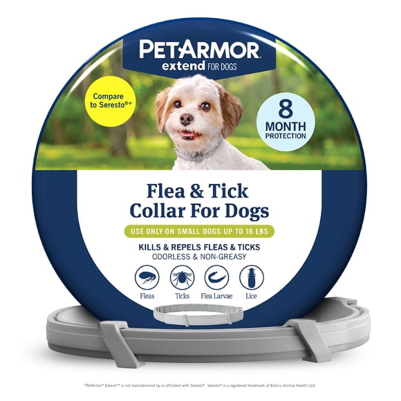 PetArmor Extend Flea & Tick Treatment & Prevention Collar for Small Dogs up to 18 lbs., 8 Months of Protection, Odorless & Non-Greasy, 1 Count