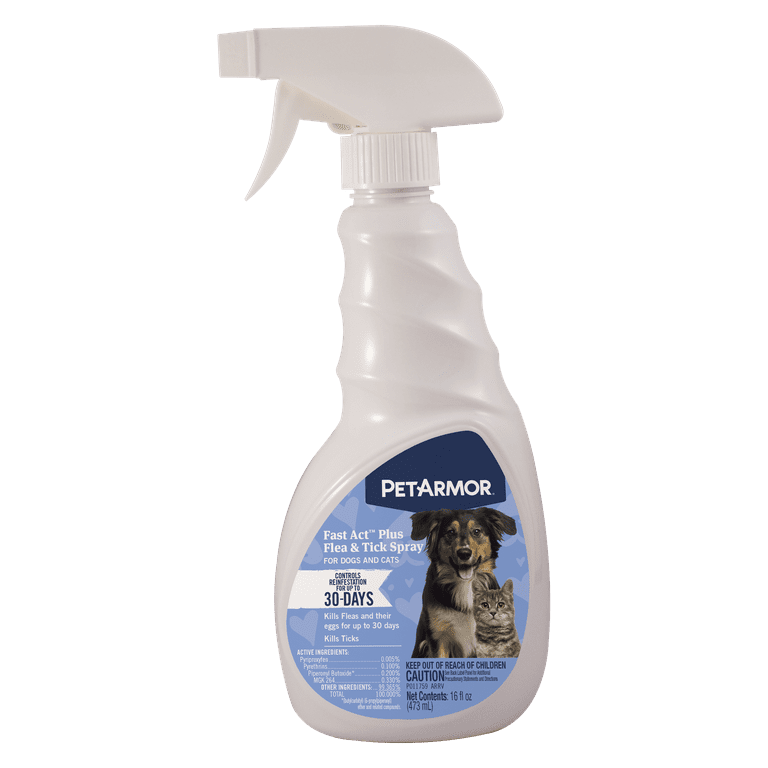 PETARMOR Fast Act Plus Flea and Tick Spray for Dogs and Cats On Animal Treatment 16 oz