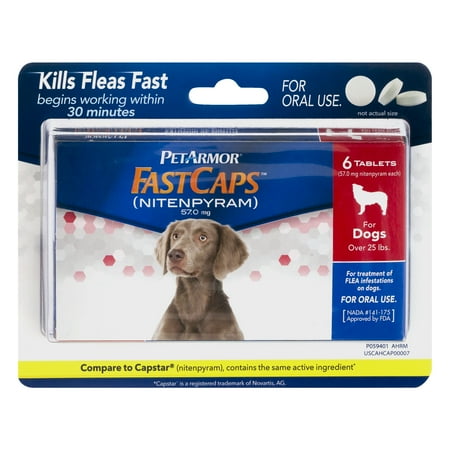 PetArmor FastCaps (Nitenpyram) Oral Flea Tablets for Medium and Large Dogs (Over 25 Pounds), 6 Tablets