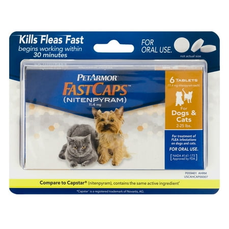 PetArmor FastCaps (Nitenpyram) Oral Flea Tablets for Small Dogs and Cats (2 to 25 Pounds), 6 Tablets