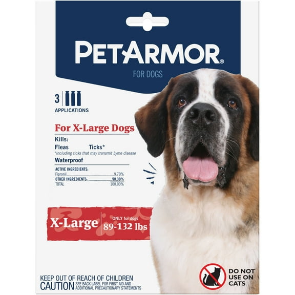 PetArmor Flea & Tick Treatment for Extra Large Dogs, 89 to 132 lbs, 3 Monthly Applications