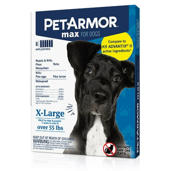 PetArmor Max Flea, Tick and Mosquito Prevention for XL Dogs (Over 55 Pounds), Topical Dog Flea Treatment Repels and Kills, 6 Month Supply