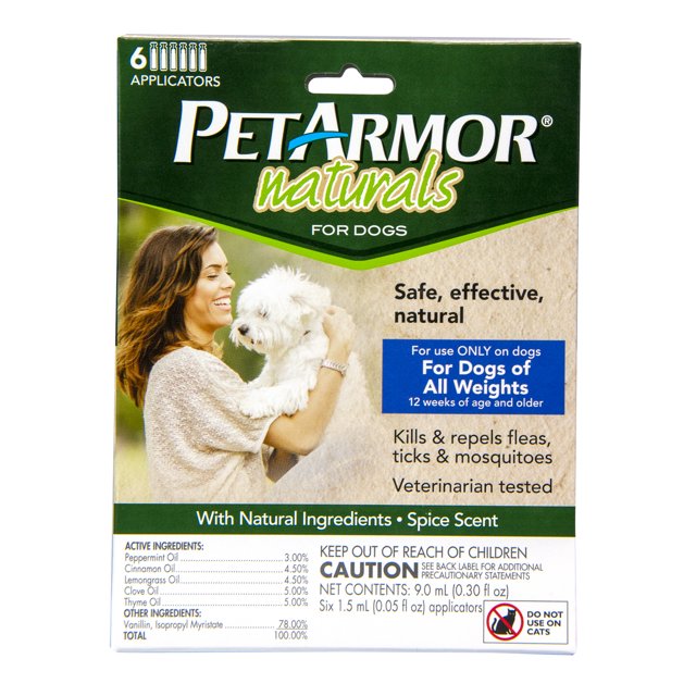 PetArmor Naturals Topical Flea & Tick Treatment for Dogs, 6 Treatments