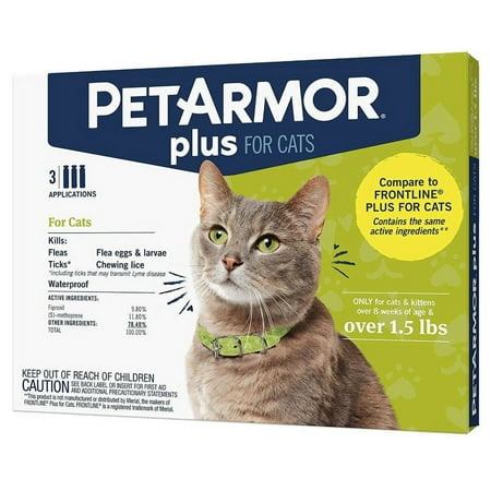 PetArmor PetArmor Plus Flea and Tick Treatment for Cats (Over 1.5 Pounds) 3 count Pack of 4