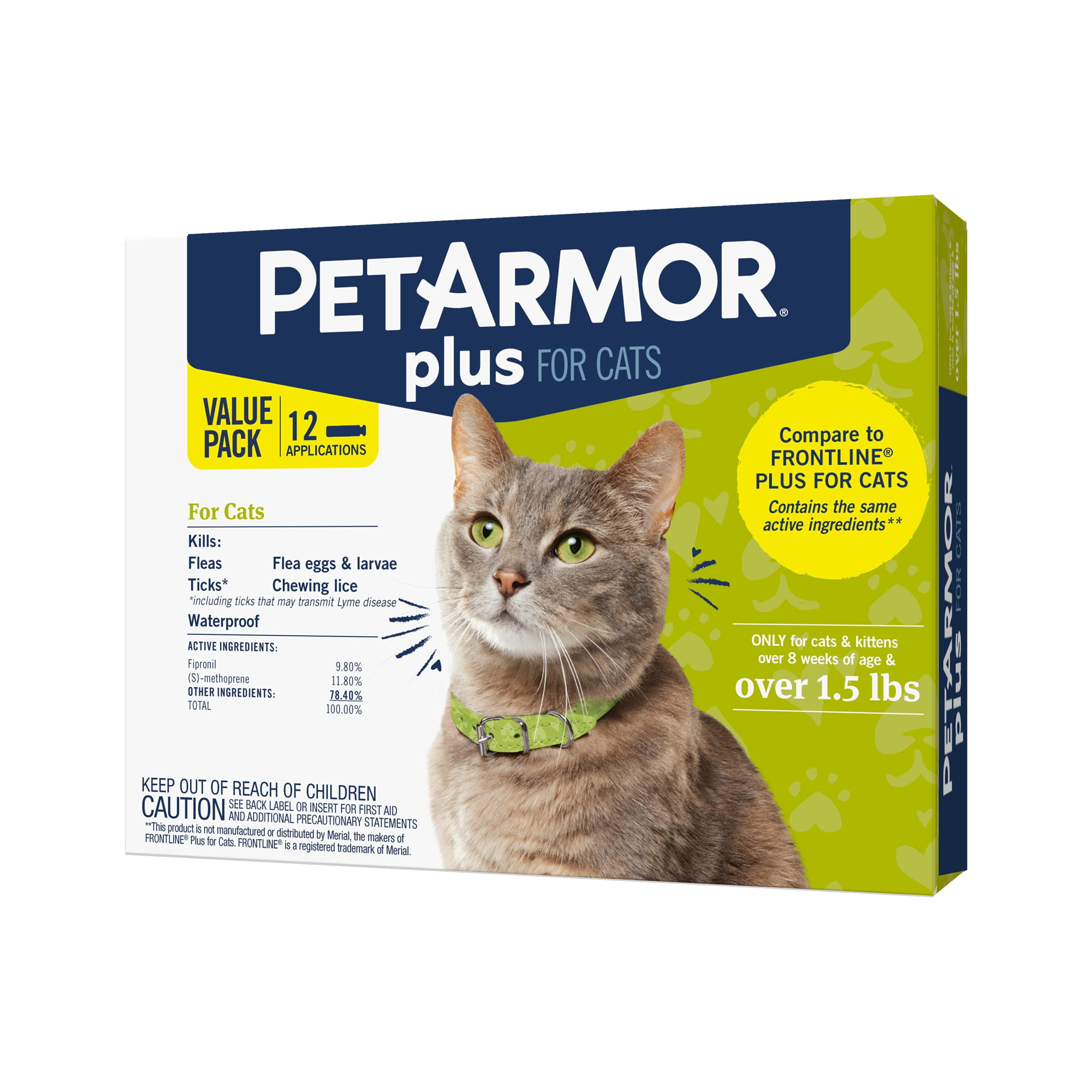 PetArmor Plus Flea, Tick and Lice Formula For Cats, 12 Month Application