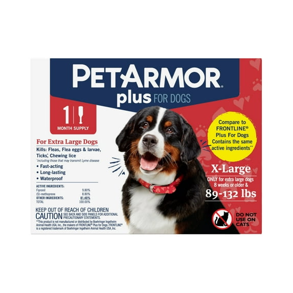 PETARMOR Plus for Extra-Large Dogs 89-132 lbs, Flea & Tick Prevention for Dogs, 1-Month Supply