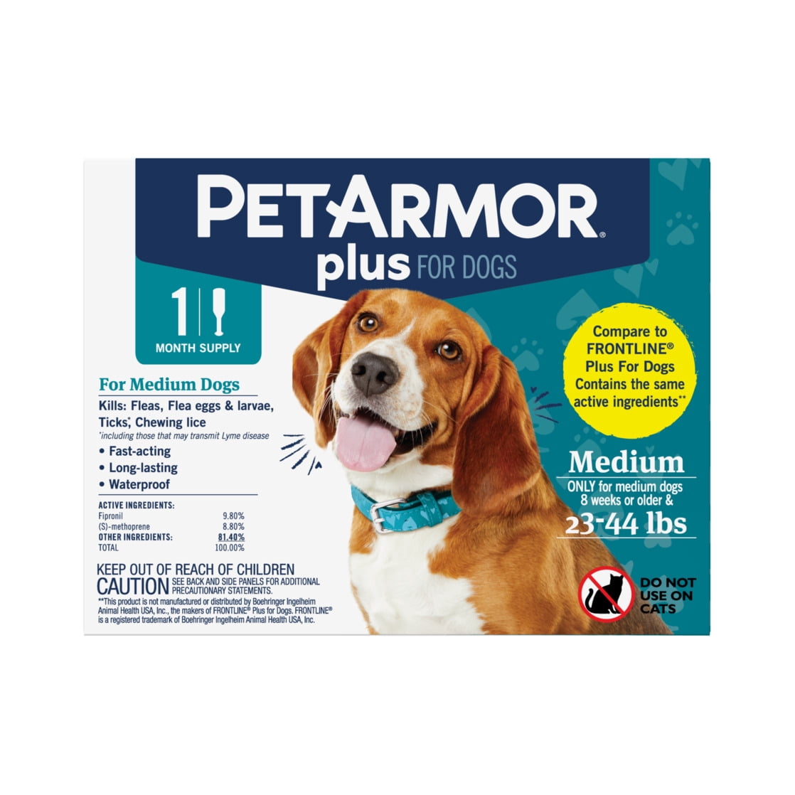 PETARMOR Plus for Medium Dogs 23-44 lbs, Flea & Tick Prevention for Dogs, 1-Month Supply