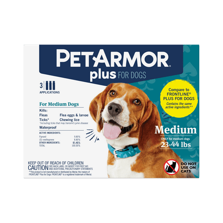 PetArmor Plus Flea & Tick Prevention for Medium Dogs (23 to 44 Pounds), 3 Monthly Treatments