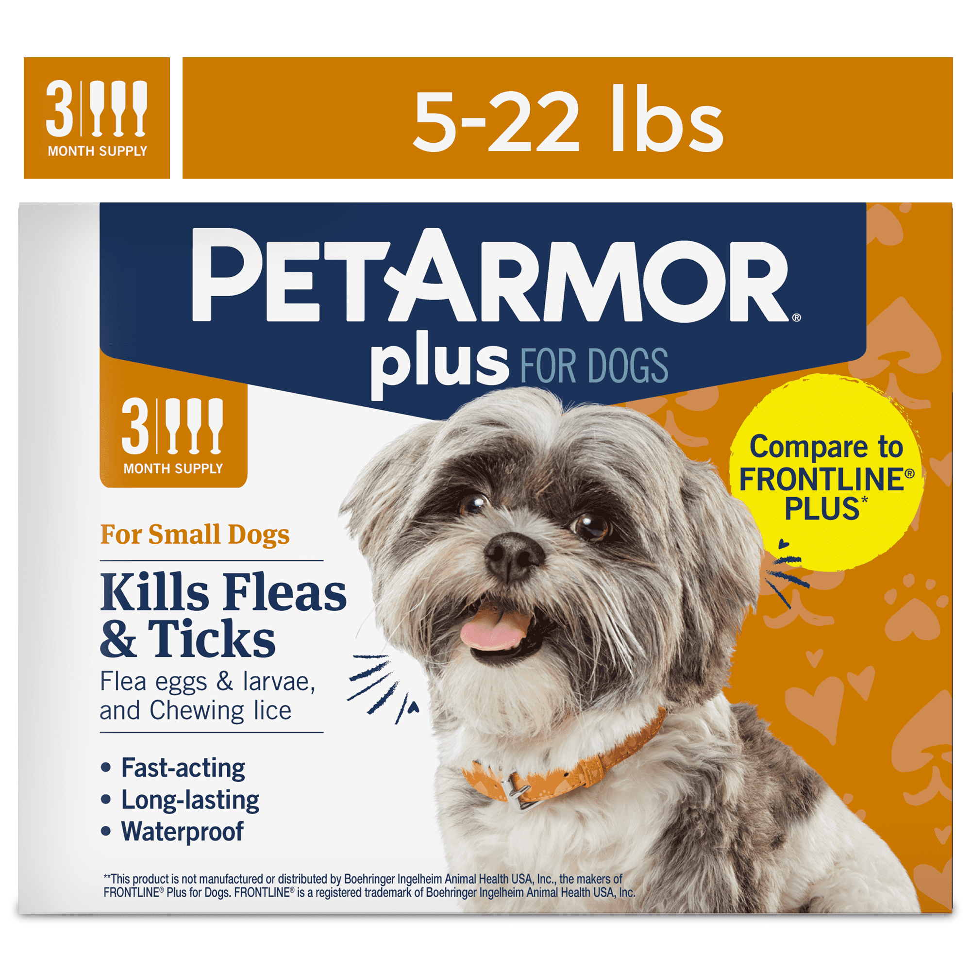 PetArmor Plus Flea Tick Prevention for Small Dogs 5 22 lbs 3 Month Supply