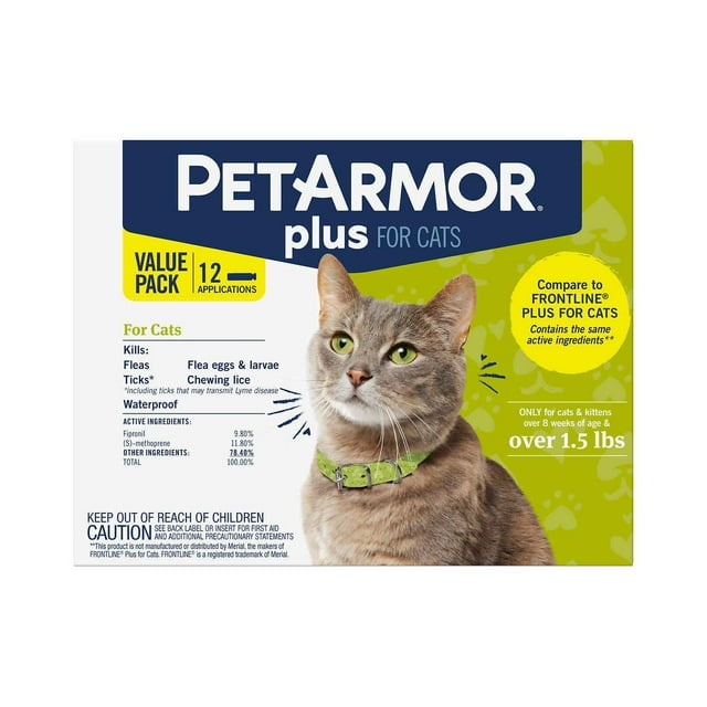 PetArmor Plus Flea, Tick and Lice Formula For Cats, 12 Month