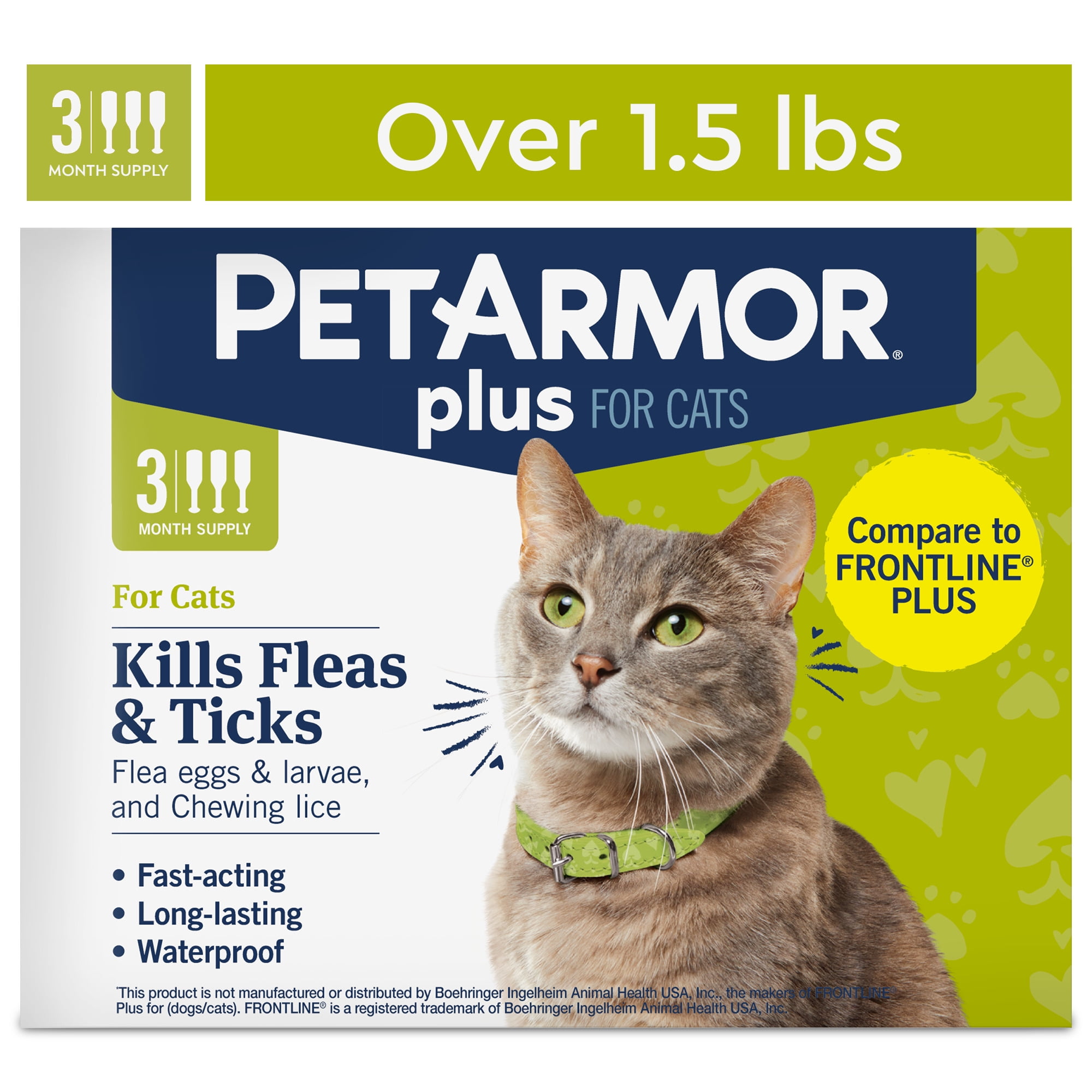 PetArmor Plus Medicine Control for Cats Flea Tick Prevention Over 1.5 lbs 3 Month Supply Walmart