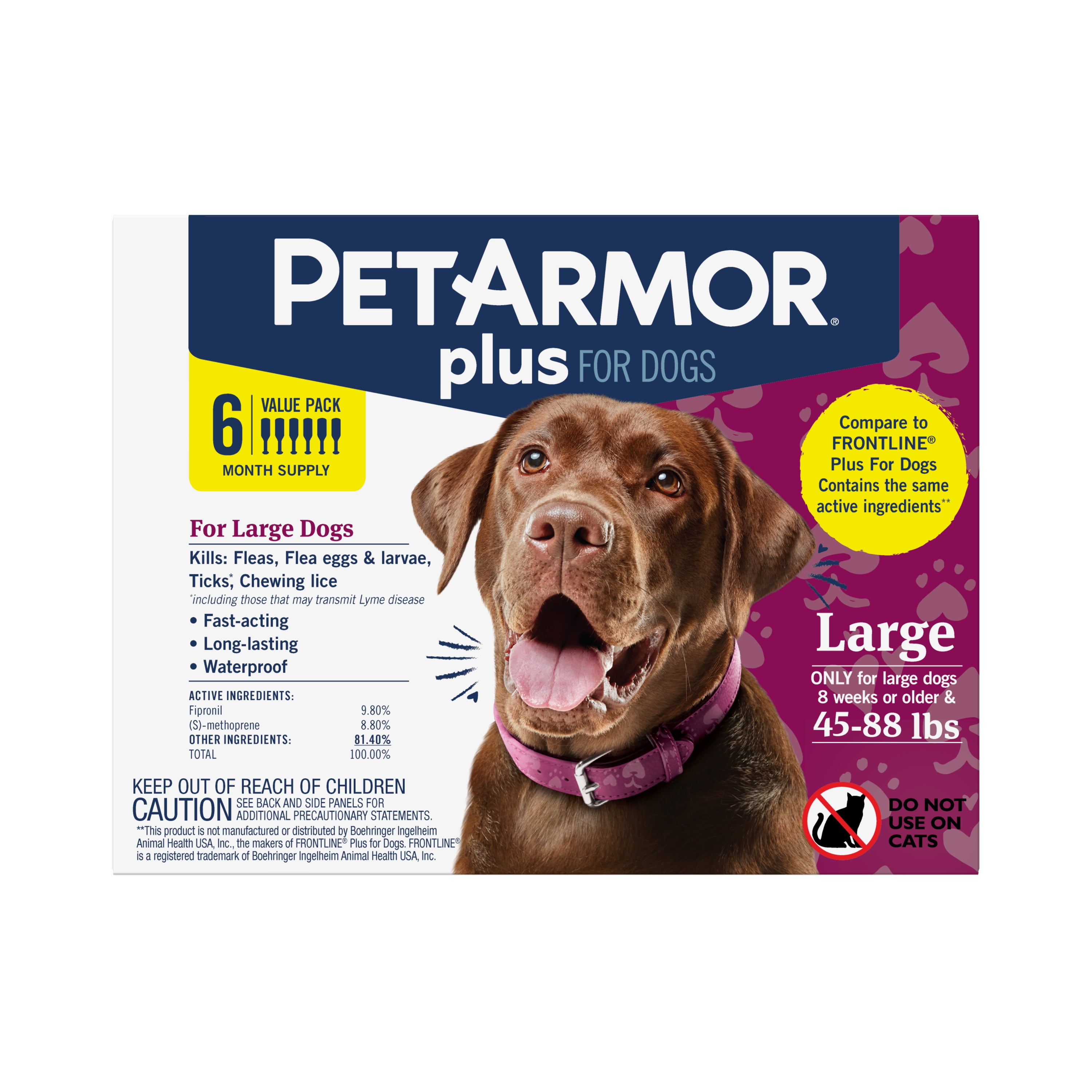 PETARMOR Plus for Large Dogs 45 88 lbs Flea Tick Prevention for Dogs 6 Month Supply