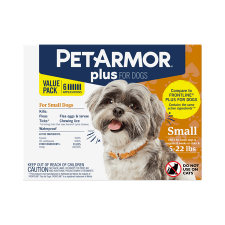 PetArmor Plus for Small Dogs 5-22 lbs, Flea and Tick Protection for Dogs, 6-Month Supply