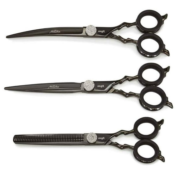 PetEdge TP5113 17 03 Master Grooming Tools Mushu Shears Kit for Save 20 Percent - 3 Piece