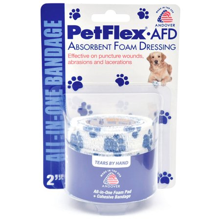 PetFlex AFD Bandage 2" x 2.5 yds White with Blue Paws