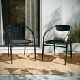 thumbnail image 1 of PetFurnish 2 Pack Black Rattan Indoor-Outdoor Restaurant Stack Chair with Curved Back, 1 of 11