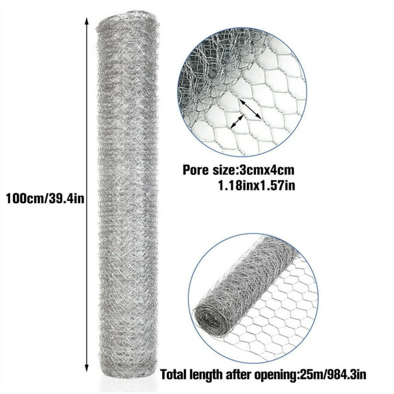 PetFurnish 985x40'' Galvanized Poultry Net Metal Mesh Fencing - 1.5'' Holes Chicken Wire with Rustic Style, Durable for Chicken Coop/Rabbit Enclosure, Garden Pest Control & Outdoor Barriers