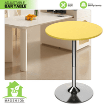 PetFurnish Bistro Pub Bar Table - 360-Degree Swivel Round Table with Adjustable Height, Wooden Tabletop for Kitchen, Dining Nook, Small Space, Café & Home Bar, Sturdy Metal Base-Yellow