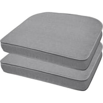 PetFurnish Outdoor Set of 2 Seat Pads, 21 x 18.5, Textured Solid Platinum Grey Rounded Chair Cushions for Patio Furniture
