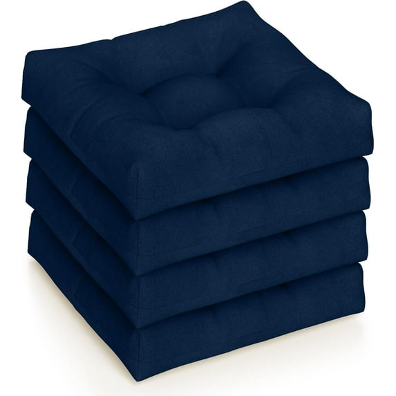PetFurnish Set of 4 Tufted Patio Cushions, 4" Outdoor Seat Cushions, Waterproof & High Elasticity for Comfortable Sitting Experience, Square Chair Cushions for Indoor Outdoor Use, Navy