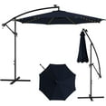 thumbnail image 1 of PetFurnishn 10FT Offset Patio Umbrella with Solar Lights, Cantilever Umbrella with Tilt Design, Crank Handle, Cross Base Stand-Navy, 1 of 10