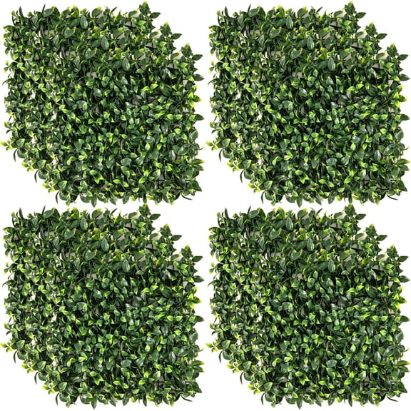PetFurnishn 12 Pcs 20” x 20”Grass Wall Panels, Artificial Boxwood Panels w/Insertable Branches, Privacy Hedge Screen for Wedding Decor,Fake Greenery Backdrop for Backyard Porch Garden Gardenia Leaves
