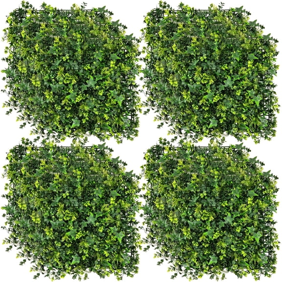 PetFurnishn 12 Pcs 20” x 20” Grass Wall Panels, Artificial Boxwood Panels w/Insertable Branches,Privacy Hedge Screen for Wedding Decor, Fake Greenery Backdrop for Backyard Porch Garden (Mixed Leaves)