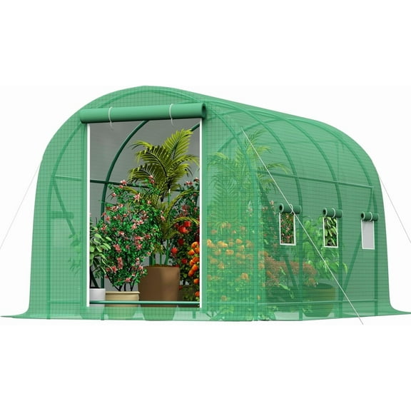 PetFurnishn 12x7x7 FT Greenhouse, Outdoor Walk-in GreenHouses with Screen Windows and Dual Zippered Door, Portable Waterproof Green Houses Tent for Outside Heavy Duty with Reinforced Frame